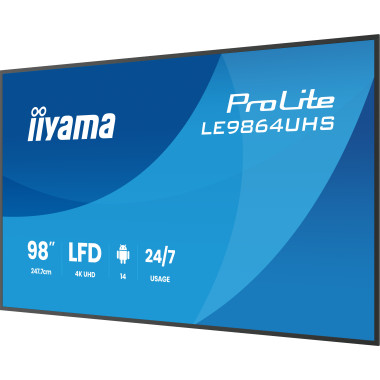 iiyama LE9864UHS-B1AG Écran d'affichage dynamique Écran plat de signalisation numérique 2,49 m (98") Wifi 500 cd m² 4K Ultra HD