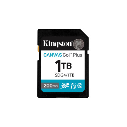 Kingston Technology 1 To SDXC Canvas Go Plus Gen4 200 Mo s C10 UHS-I U3 V30