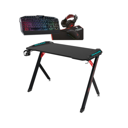 BER00046646 Bureau Gamer + pack CLavier+Souris+TAPIS+CASQUE RGB offert