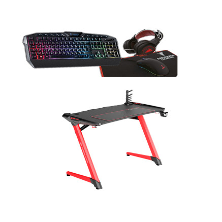 BER00046647 Bureau Gamer + pack CLavier+Souris+TAPIS+CASQUE RGB offert