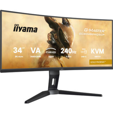 IIY00046648 GCB3486WQSCP-B1 (Gold Phoenix) - 34p VA UWQHD incurvé 0,4ms 500cd/m² 2HDMi-DP USB-C.Dock RJ45 2x5W Règlable Noir