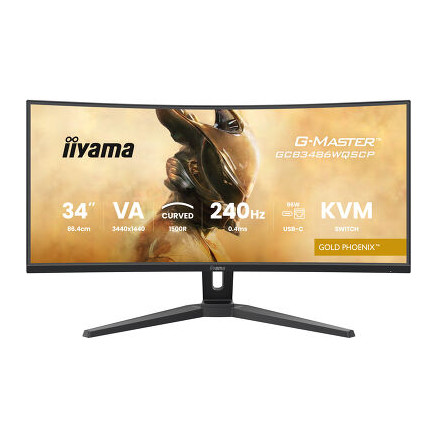 IIY00046648 GCB3486WQSCP-B1 (Gold Phoenix) - 34p VA UWQHD incurvé 0,4ms 500cd/m² 2HDMi-DP USB-C.Dock RJ45 2x5W Règlable Noir