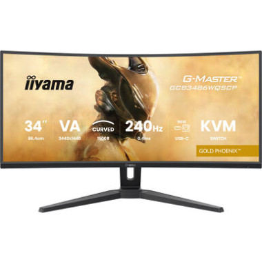 IIY00046648 GCB3486WQSCP-B1 (Gold Phoenix) - 34p VA UWQHD incurvé 0,4ms 500cd/m² 2HDMi-DP USB-C.Dock RJ45 2x5W Règlable Noir