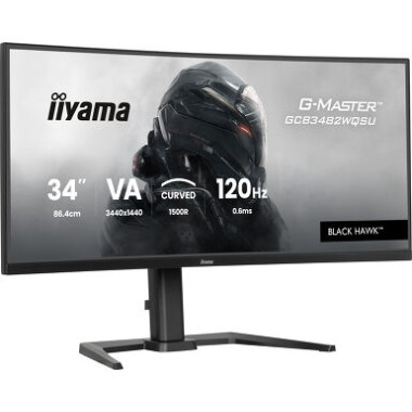 IIY00046650 GCB3482WQSU-B1 (Black Hawk) - 34p VA 3440x1440 Incurvé 0.6ms 500cd/m² 2HDMi-DP 4USB 2x5W Règlable Noir