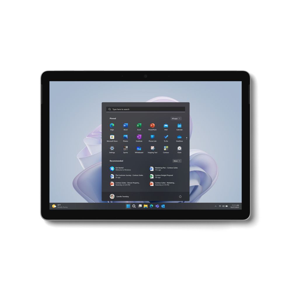Microsoft Surface Go 4 Intel® N 128 Go 26,7 cm (10.5") 8 Go Wi-Fi 6 (802.11ax) Windows 11 Pro Platine