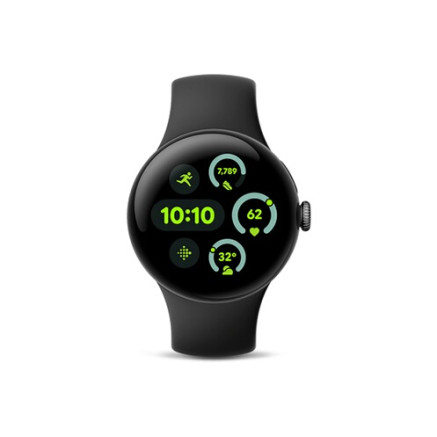 Google Pixel Watch 3 - 41 mm - aluminium noir mat - montre intelligente avec bande active - fluoroélastomère - obsidienne - t