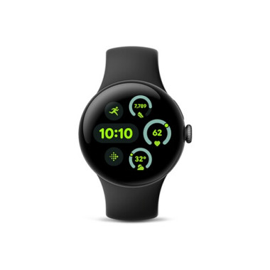 Google Pixel Watch 3 - 41 mm - aluminium noir mat - montre intelligente avec bande active - fluoroélastomère - obsidienne - t