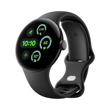 Google Pixel Watch 3 - 41 mm - aluminium noir mat - montre intelligente avec bande active - fluoroélastomère - obsidienne - t