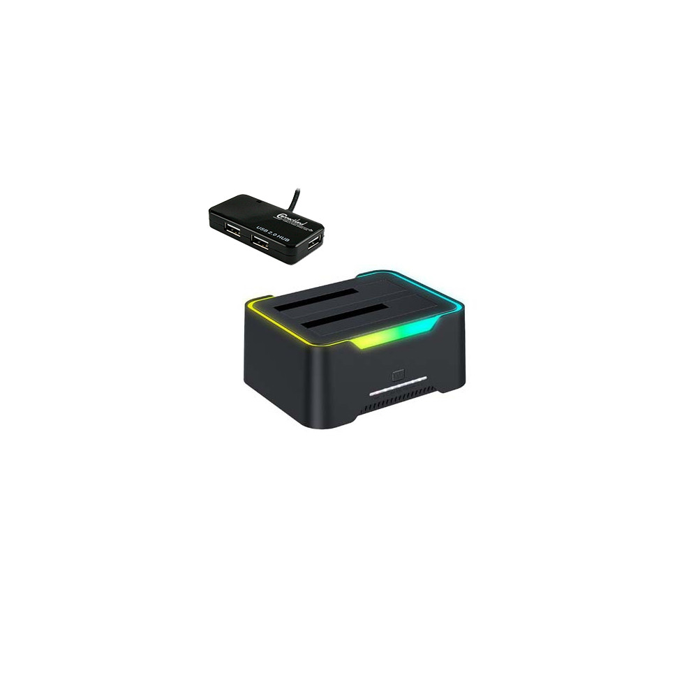 CON00046718 Crazy Pack STATION 2xHDD SATA SORTIES USB V3 BLACK STATION 2xHDD ABS ILLUMINATED + Hub USB 2.0 4 ports offerts CON00046718 Crazy Pack STATION 2xHDD SATA SORTIES USB V3 BLACK STATION 2xHDD ABS ILLUMINATED + Hub USB 2.0 4 ports offerts