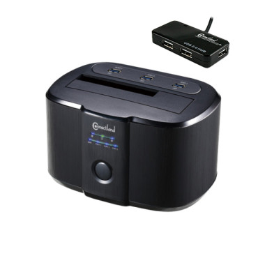 CON00046720 Crazy Pack  Docking 1xHDD 2.5/3.5p Sata avec hub USB3 + Hub USB 2.0 4 ports offerts