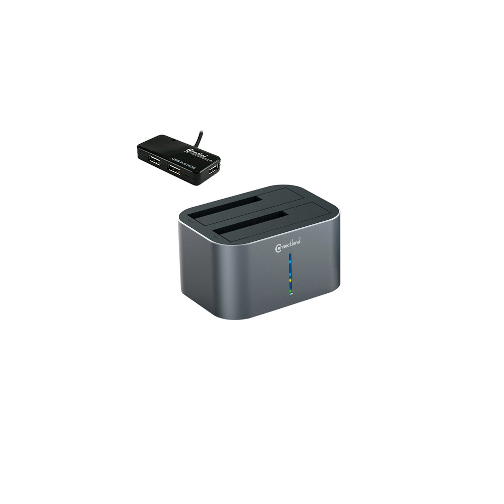 CON00046722 Crazy Pack Docking pour 2xHDD 2.5/3.5p Sata USB3 Silver + Hub USB 2.0 4 ports offerts CON00046722 Crazy Pack Docking pour 2xHDD 2.5/3.5p Sata USB3 Silver + Hub USB 2.0 4 ports offerts