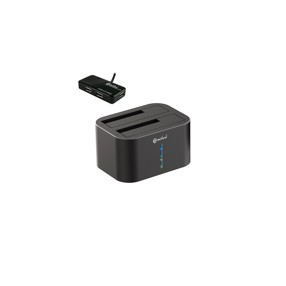 CON00046723 Crazy Pack Docking pour 2xHDD 2.5/3.5p Sata USB3 Noir + Hub USB 2.0 4 ports offerts CON00046723 Crazy Pack Docking pour 2xHDD 2.5/3.5p Sata USB3 Noir + Hub USB 2.0 4 ports offerts