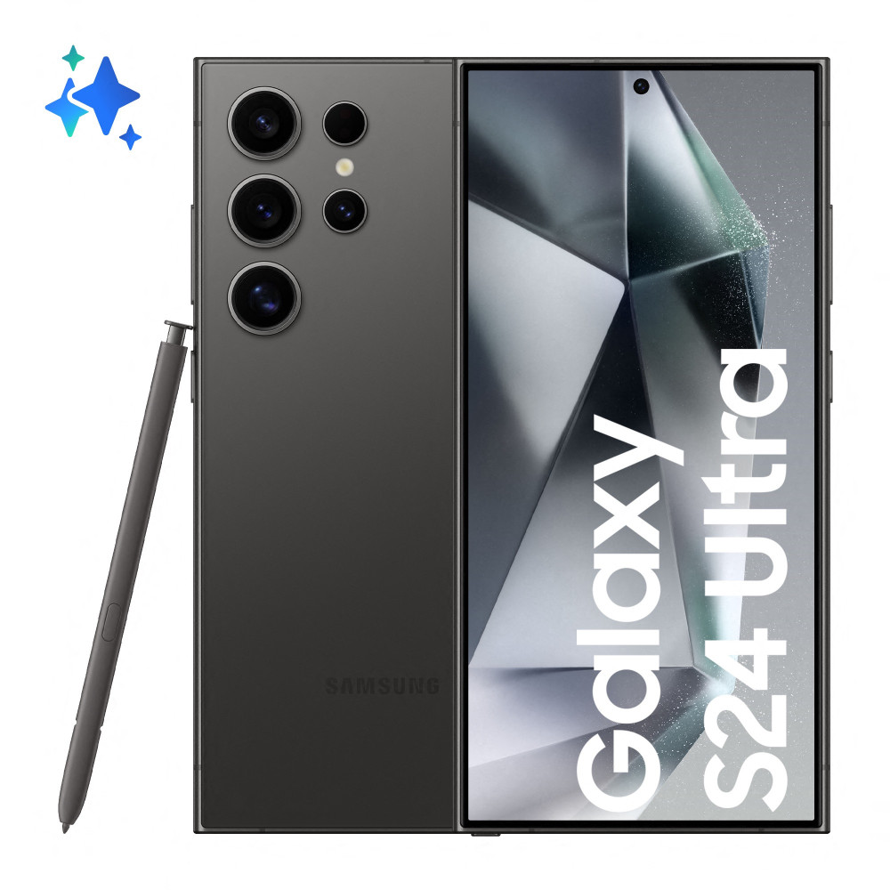 Samsung Galaxy S24 Ultra 17,3 cm (6.8") Double SIM 5G USB Type-C 12 Go 256 Go 5000 mAh Noir, Titane Samsung Galaxy S24 Ultra 17,3 cm (6.8") Double SIM 5G USB Type-C 12 Go 256 Go 5000 mAh Noir, Titane