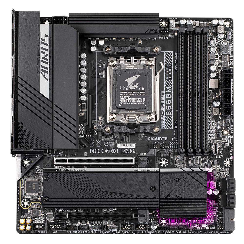 GIGABYTE B650M AORUS ELITE Carte mère - Compatible avec les processeurs AMD Ryzen 9000, VRM 12+2+2 phases, jusqu'à 8000 MHz
