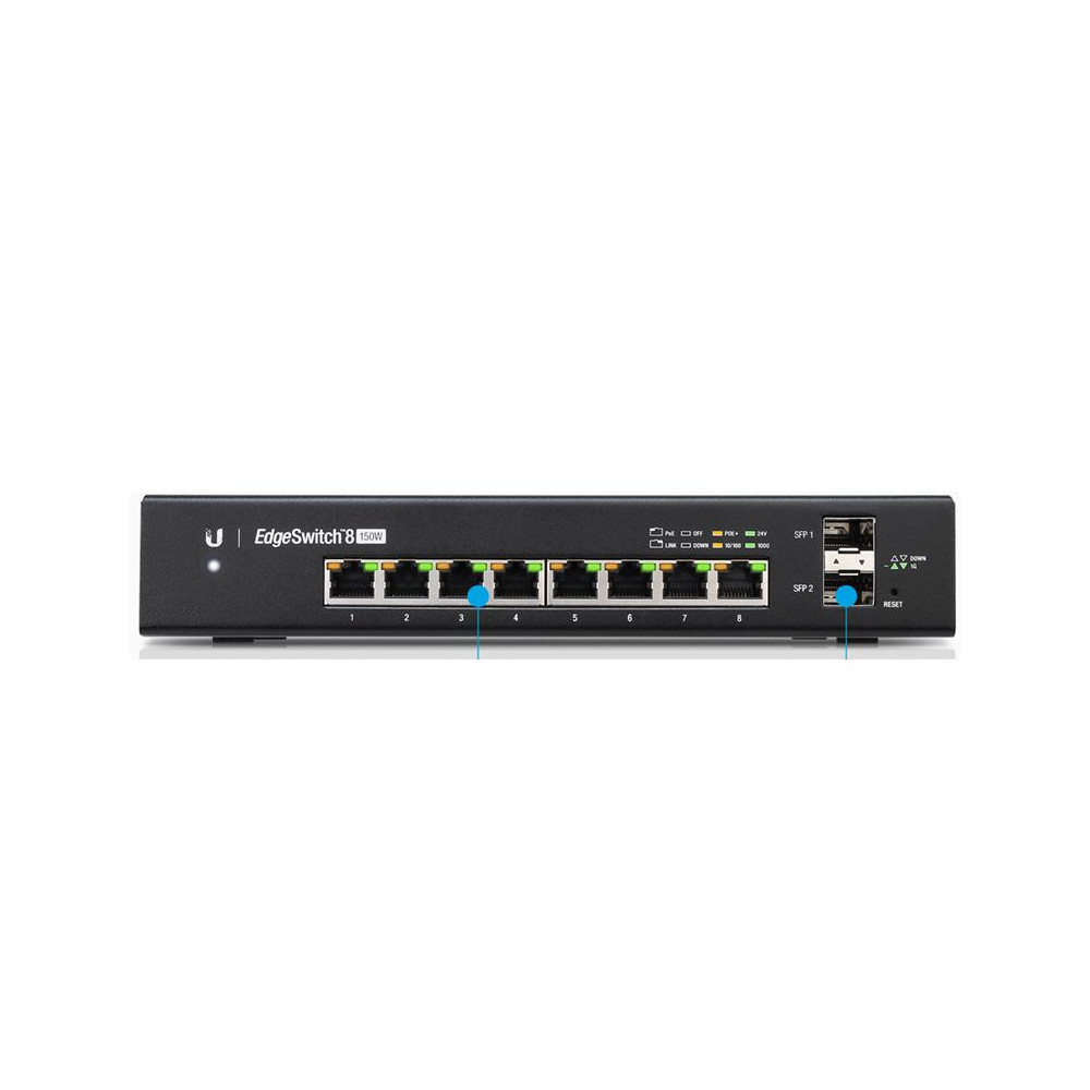 Ubiquiti EdgeSwitch 8 150W Géré L2 L3 Gigabit Ethernet (10 100 1000) Connexion Ethernet, supportant l'alimentation via ce port