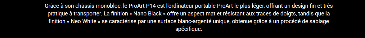 ordinateur portable ProArt le plus léger • Design fin et tres pratique a transporter •