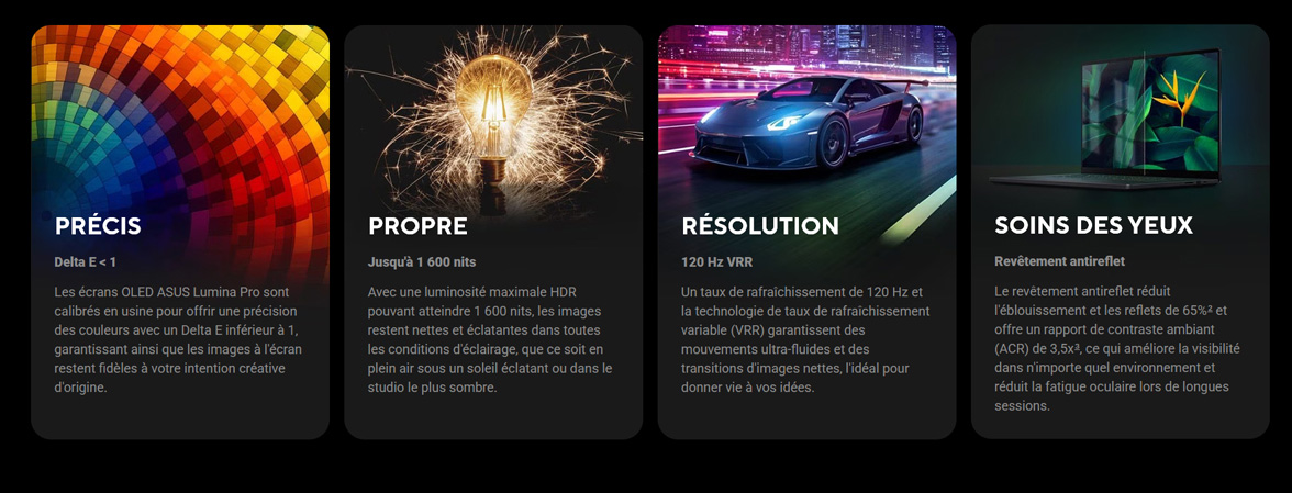 Resolution 4K • DCI-P3 100% • Delta E 1 • 283 ppp • 1600 nits