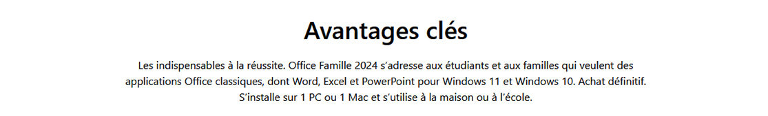 Office 2024 s'adresse aux étudiants et aux familles qui veulles des applications Office classiques dont Word, Excel et Powerpoint pour Windows 11 et Windows 10. Achat définitif. S'installe dur 1 PC ou 1 Mac et s'utilise à la maison ou à l'école