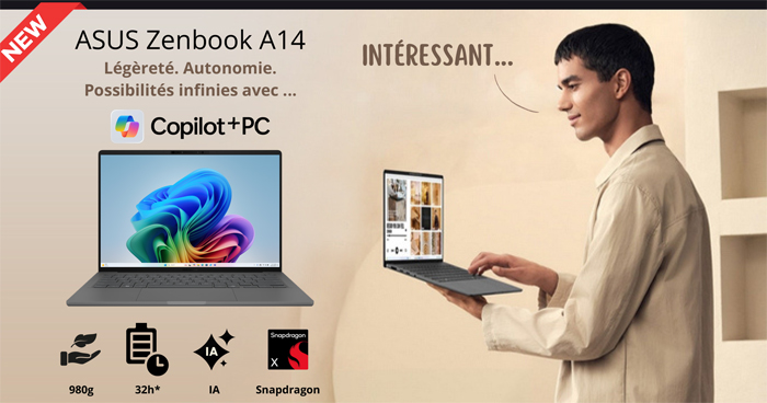 Chez ECP, retrouvez toute la gamme des PC portables ASUS avec dalle OLED dotés de la meilleure gamme de couleurs de leur catégorie.