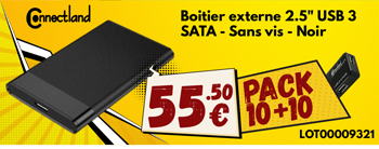 Pack 10x boitiers externe 2.5p noir a montage sans vis + 10x Hub USB OFFERTS - 55.50€
