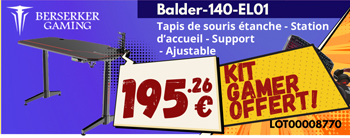 Bureau Gamer Berserker Balder 140 Elect + Kit Gamer (clavier + souris + casque + tapis) OFFERT - 195.26€