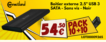 Pack 10x boitiers externe 2.5p noir a montage sans vis + 10x Hub USB OFFERTS - 54.50€