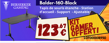 Bureau Gamer Berserker Balder 160 BK + Kit Gamer (clavier + souris + casque + tapis) OFFERT - 123.67€