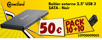 Pack 10x boitiers externe 2.5p noir + 10x Hub USB OFFERTS - 50.00€