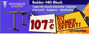 Bureau Gamer Berserker Basic Balder 140 Bk + Kit Gamer (clavier + souris + casque + tapis) OFFERT - 107.31€