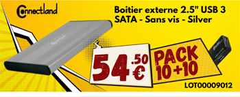 Pack 10x boitiers externe 2.5p sans vis Silver + 10x Hub USB OFFERTS - 54.50€